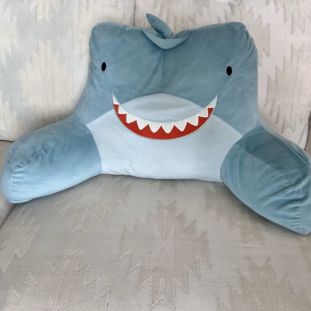 Shark Lounge/Reading Pillow Large 33x18” Kohls The Big One Kids Light Blue